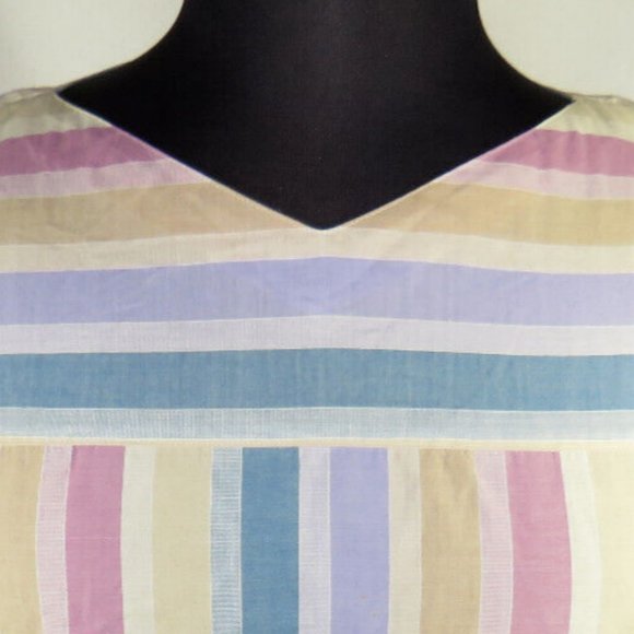Women's Size 16, Vintage Rendezvous Pastel Striped Blouse - Picture 2 of 7
